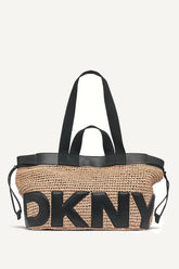 BARDOT RAFFIA LOGO TOTE