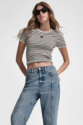 CREW NECK STRIPED TEE