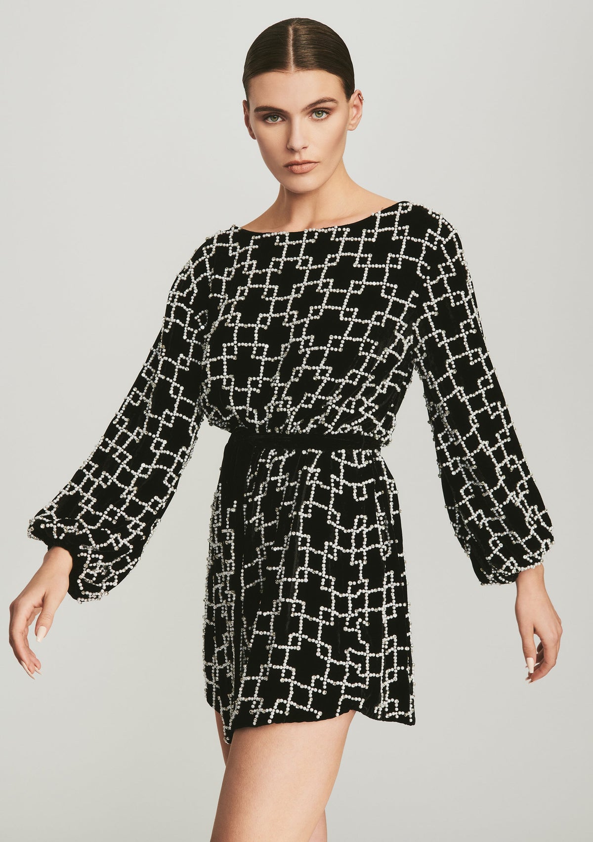 Pearl Grid Grace Dress