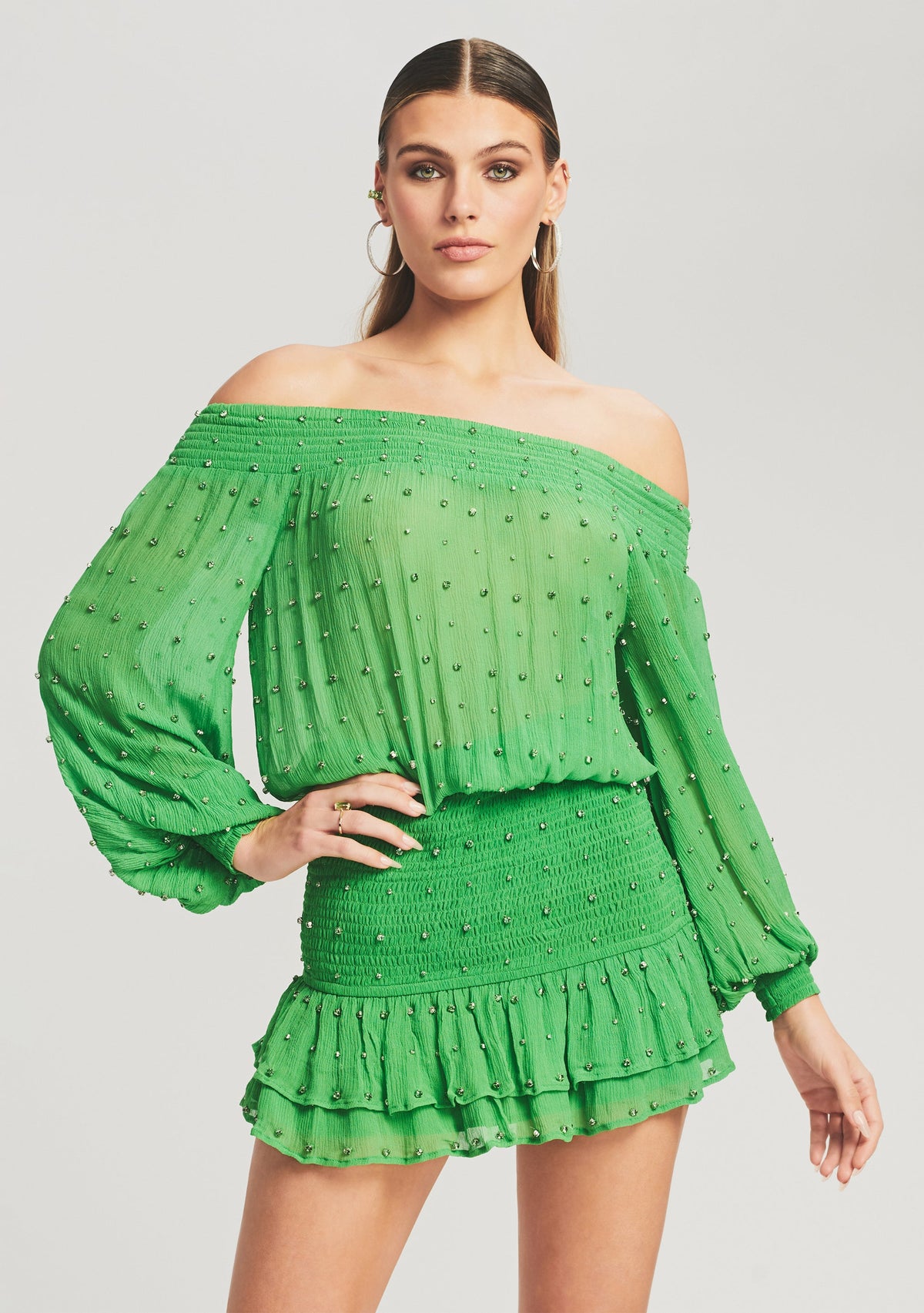 Taisha Embellished Silk Chiffon Dress
