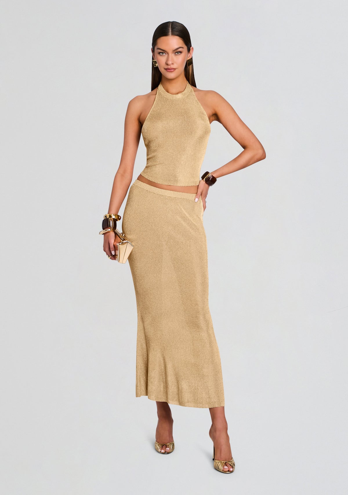 Harmony Metallic Knit Skirt