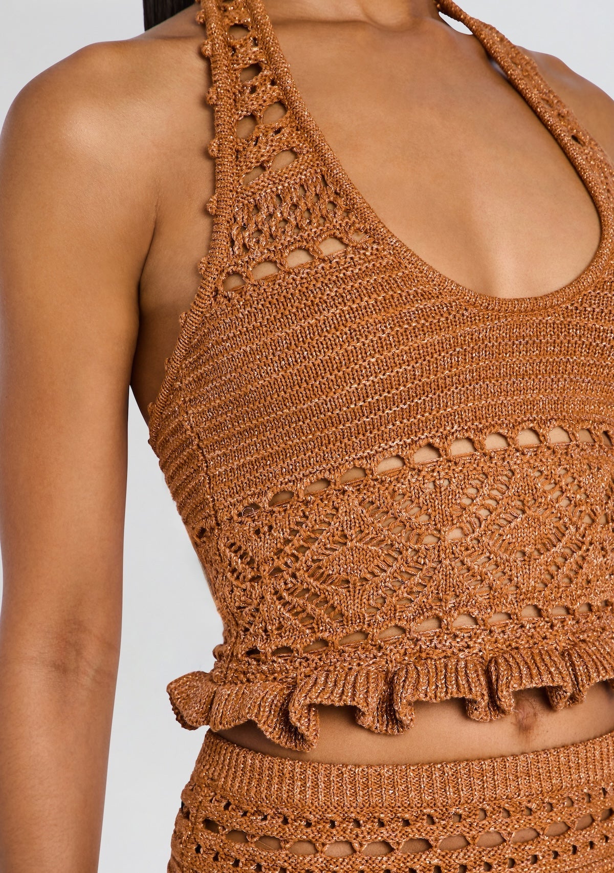 Laurine Metallic Crochet Top