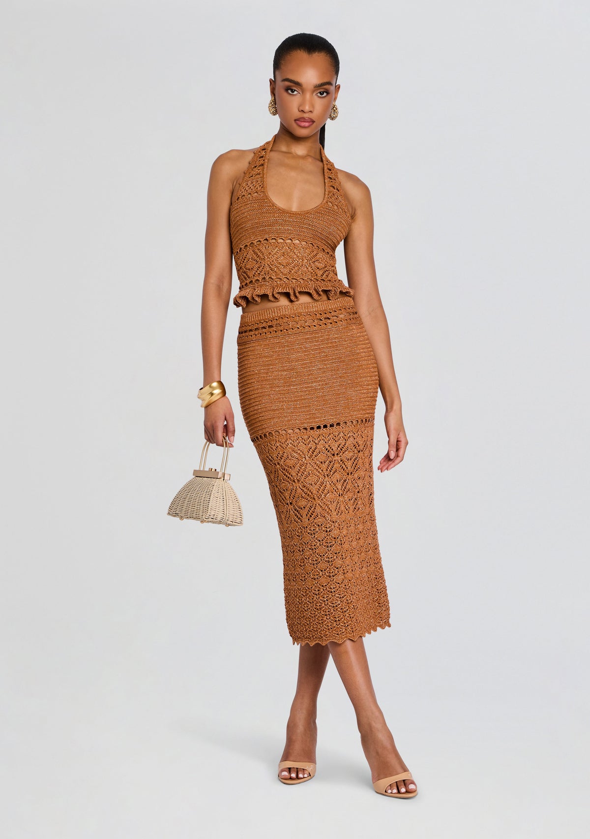 Leony Metallic Crochet Skirt