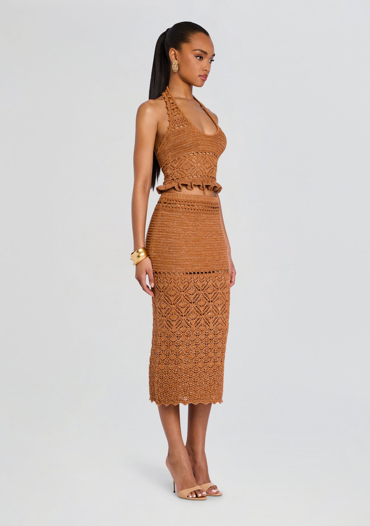 Leony Metallic Crochet Skirt