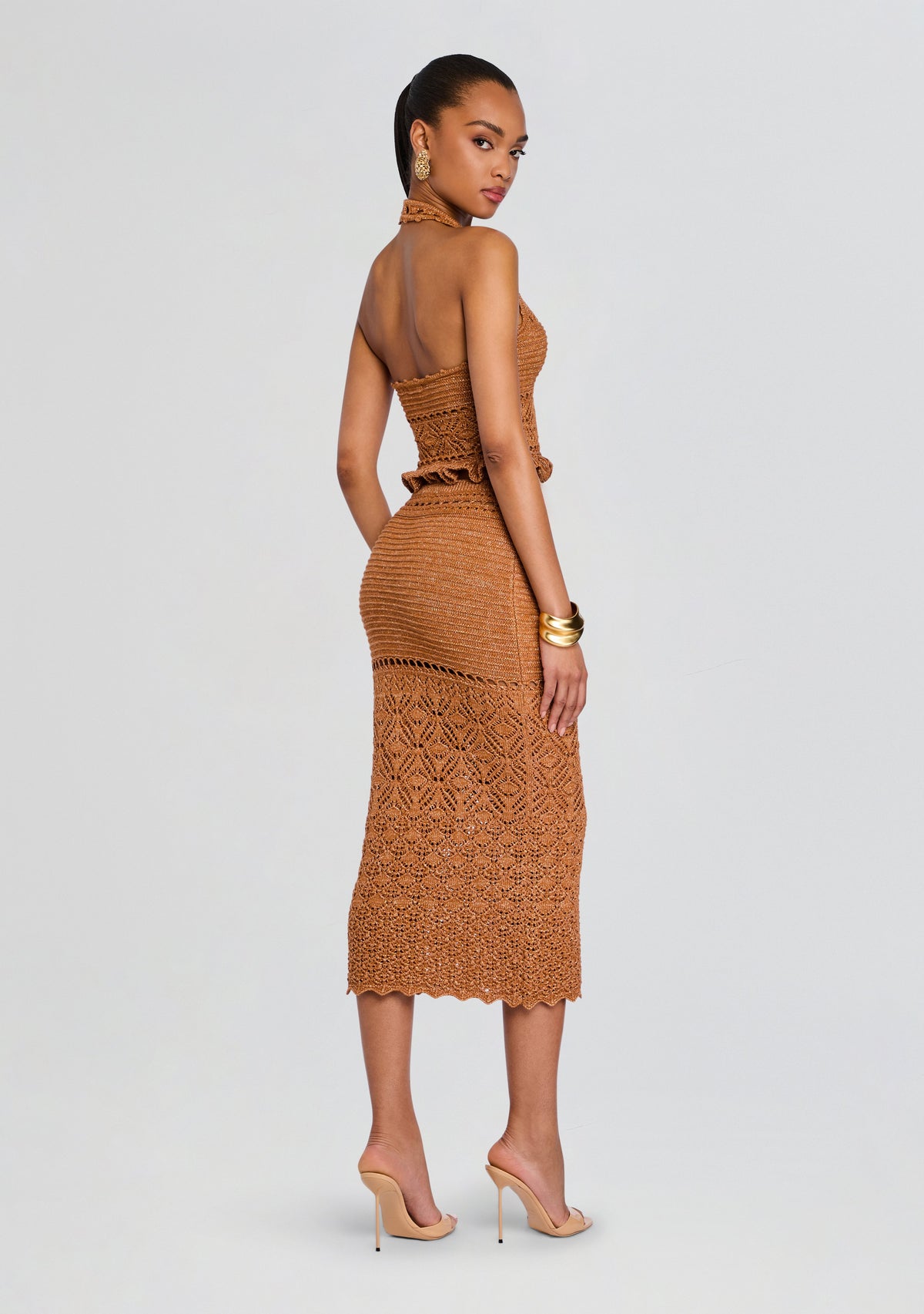 Leony Metallic Crochet Skirt