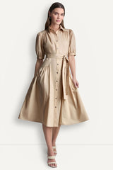 DROP-WAIST MIDI SHIRT DRESS