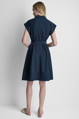 CAP SLEEVE ZIP-FRONT SHIRT DRESS