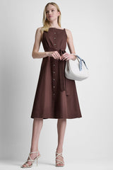 SLEEVELESS MIDI FIT & FLARE DRESS
