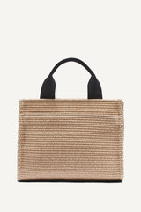 HADLEE SMALL STRAW LOGO TOTE