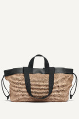 BARDOT RAFFIA LOGO TOTE