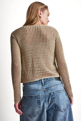 CROCHET OPEN-STITCH LOGO SWEATER