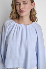 LINEN-BLEND RAGLAN SLEEVE BLOUSE