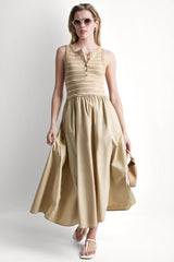 RIB HENLEY TANK MAXI DRESS