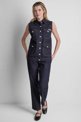 LONGLINE DENIM TRUCKER VEST