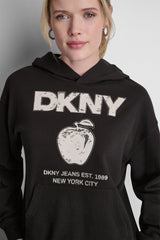 DKNY BIG APPLE RHINESTONE LOGO HOODIE