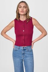 CROPPED SLEEVELESS LOGO TRIM SWEATER