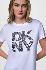 NEWSPRINT DKNY STACKED LOGO TEE