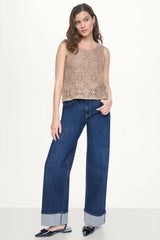 SLEEVELESS CROCHET SQUARE SWEATER