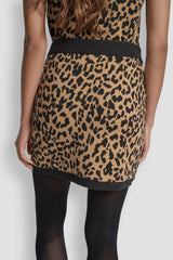 CHEETAH JACQUARD MINI SWEATER SKIRT