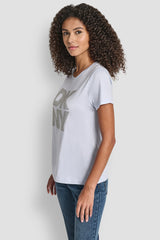 DKNY STACKED RHINESTONE LOGO TEE