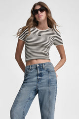 CREW NECK STRIPED TEE