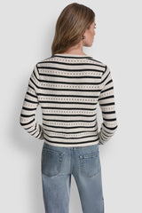 POINTELLE STRIPED CARDIGAN