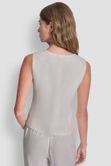 LINEN BUTTON-FRONT VEST
