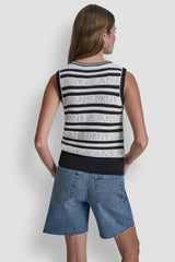 LOGO POINTELLE STRIPED SWEATER