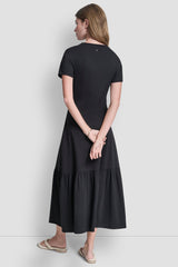 RUCHED BODICE TIERED MAXI DRESS