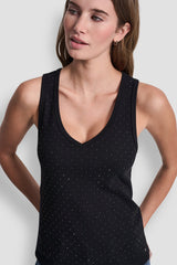RHINESTONES V-NECK TANK