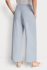 CROPPED WIDE LEG LINEN-BLEND PANTS