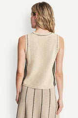 SLEEVELESS SWEATER WITH STRIPED DETAIL