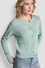 CREW NECK CARDIGAN WITH PATCH POCKETS