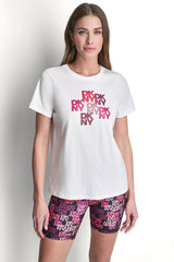 DKNY CAMO MIXED MEDIA LOGO TEE
