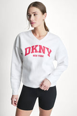 PUFF VARSITY LOGO V-NECK PULLOVER
