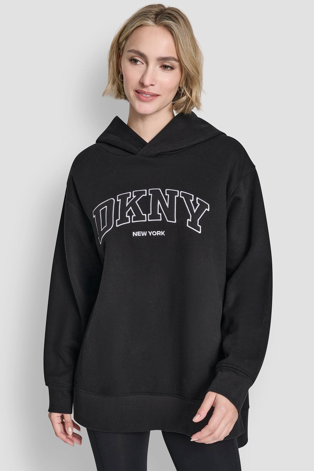 3D VARSITY LOGO OVERSIZED TUNIC HOODIE
