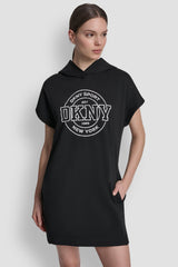 COLLEGIATE MEDALLION LOGO MINI HOODIE DRESS