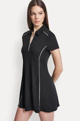 HALF-ZIP POLO DRESS WITH CONTRAST PIPING