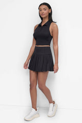 EXTRA HIGH-RISE COURT PIQUÉ PLEATED TENNIS SKORT
