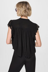 CHIFFON FLUTTER SLEEVE BLOUSE