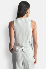 LINEN-BLEND STRIPED VEST