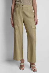 MID-RISE LINEN-BLEND STRAIGHT LEG CARGO PANT