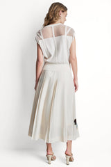 COTTON-BLEND SLEEVELESS CORSET SEAM SWEATER