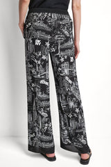 PRINTED DRAWSTRING WIDE LEG PANT