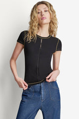 CONTRAST STITCH KNIT TOP