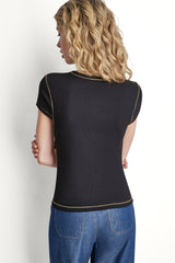 CONTRAST STITCH KNIT TOP