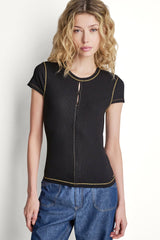 CONTRAST STITCH KNIT TOP