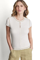 CONTRAST STITCH KNIT TOP