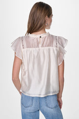 PLEATED STUDDED BLOUSE