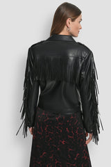 LONG SLEEEVE FRINGE CROP JACKET